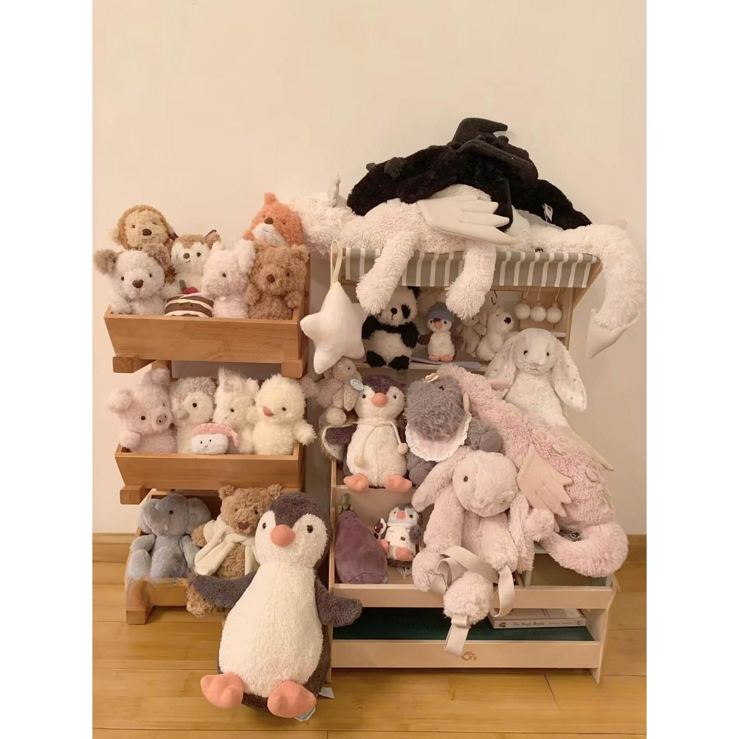 jellycat置物架毛绒玩具摆放收纳架子木质公仔玩偶棉花娃娃展示柜
