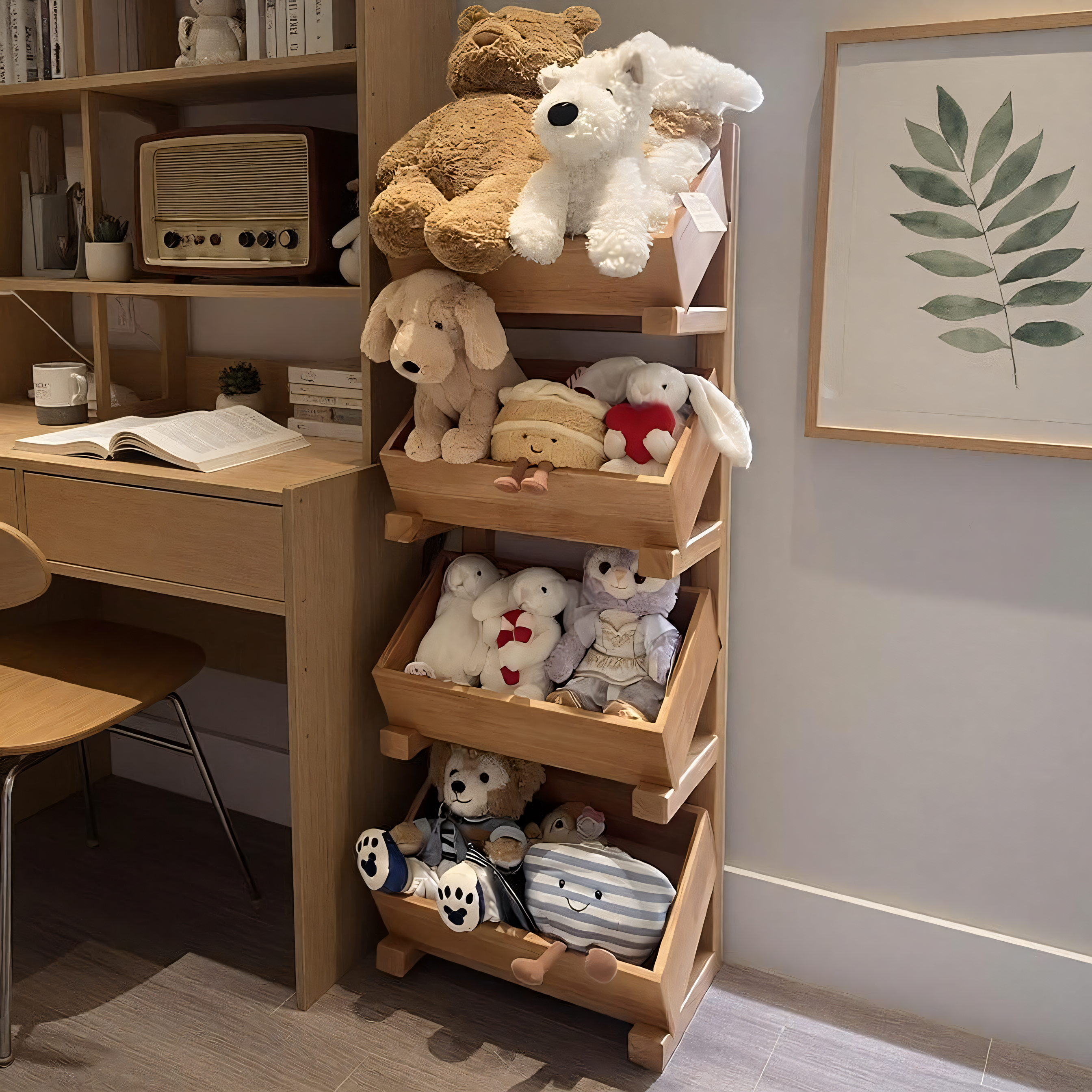 jellycat置物架子娃娃摆放娃柜玩偶毛绒玩具收纳架公仔实木展示柜