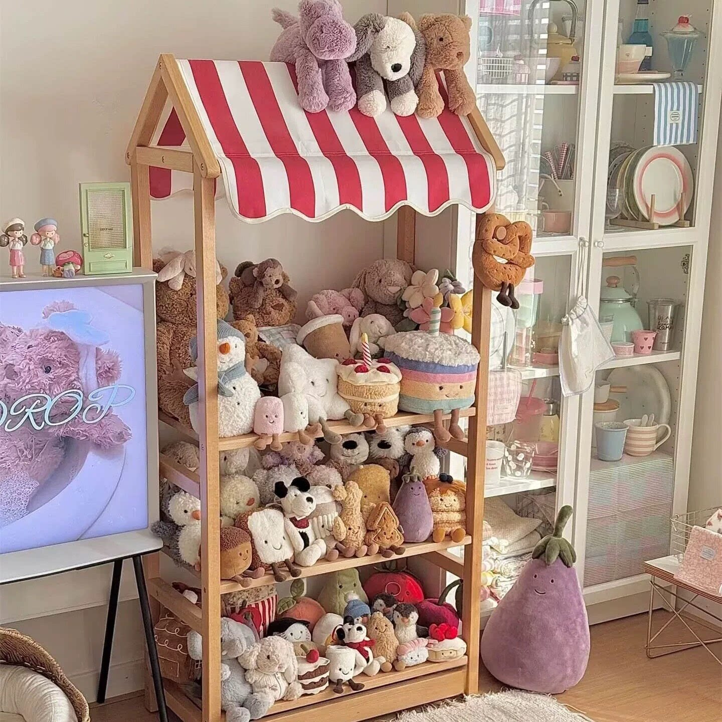 jellycat置物架玩偶小卖部收纳架娃娃毛绒玩具公仔客厅整理展示柜