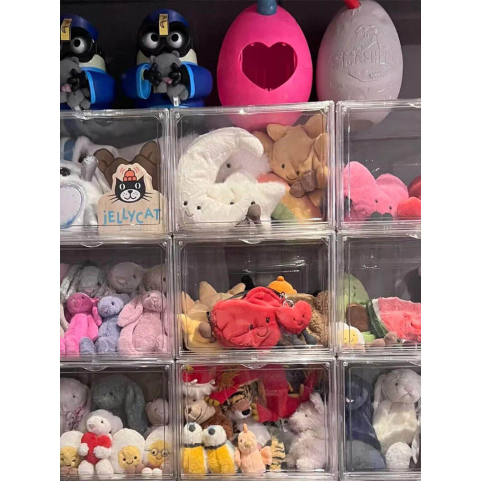 jellycat玩偶收纳盒手捧花柜兔子公仔娃娃亚克力生日蛋糕展示礼盒图片
