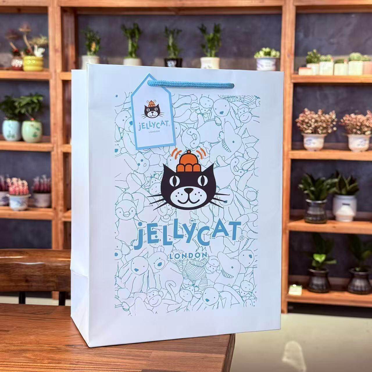 jellycat礼盒包装盒原装蓝色防尘袋送人礼品袋贺卡彩色手提袋