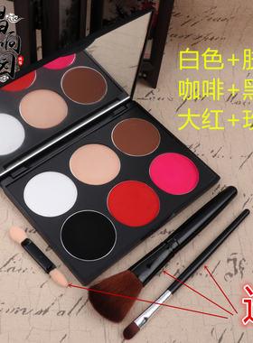 京越剧戏曲花旦小生三色化妆用品红色眼影盘腮红红锅黑色玫红胭脂