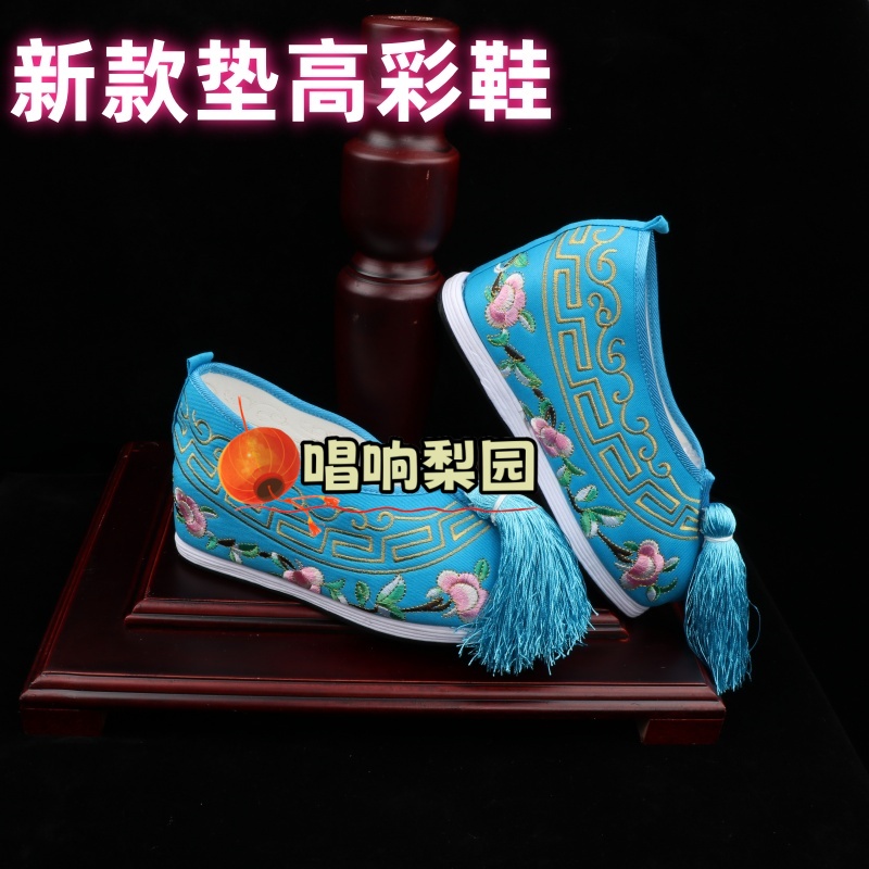 绣花鞋子汉服鞋子女古风绑带弓鞋内增高古装翘头履厚底高跟绣花鞋