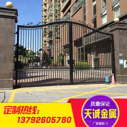 铁艺别墅大门铸铁对开小区院子学校铁门围墙庭院农村门乡村双开门
