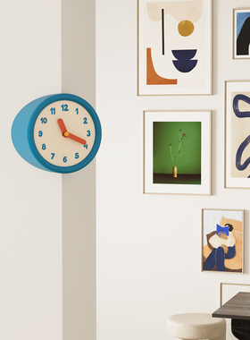 转角挂钟极简纯色墙角钟静音时钟艺术装饰遮孔挂钟免打孔阴阳角钟