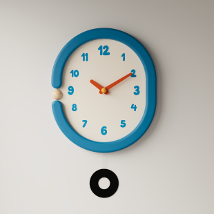 创意时钟简约复古挂钟表蓝色卡通挂表挂钟家庭卧室装饰艺术摆件
