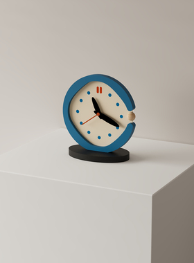 创意复古座钟简约时钟表蓝色卡通钟表客厅家庭卧室装饰桌面摆件