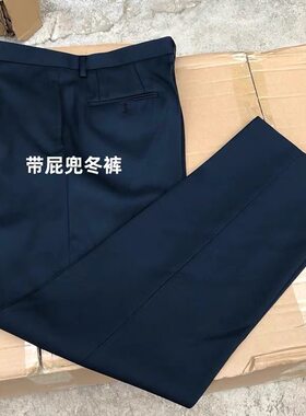正品马裤呢大裆裤藏青色海冬裤毛料裤子男士正装西裤抗皱垂感加厚