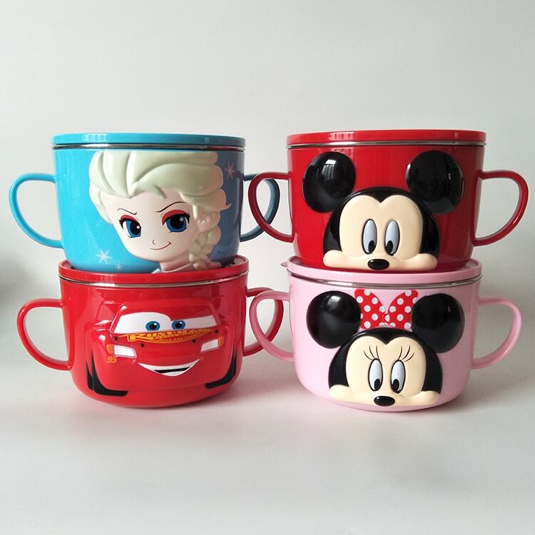 不锈钢带盖双耳饭盒儿童餐具