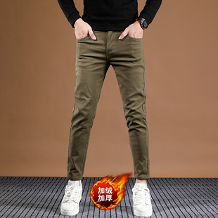 2025秋冬九分休闲裤子男潮流百搭修身小脚弹力加绒加厚矮个子裤子