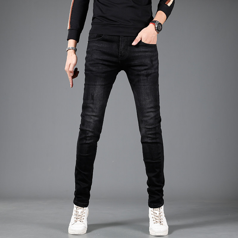 高端休闲简约黑色牛仔裤男款2025秋季新款百搭修身小脚裤厚款长裤,男装,牛仔裤,淘宝优惠券,粉丝福利购,淘宝优惠卷