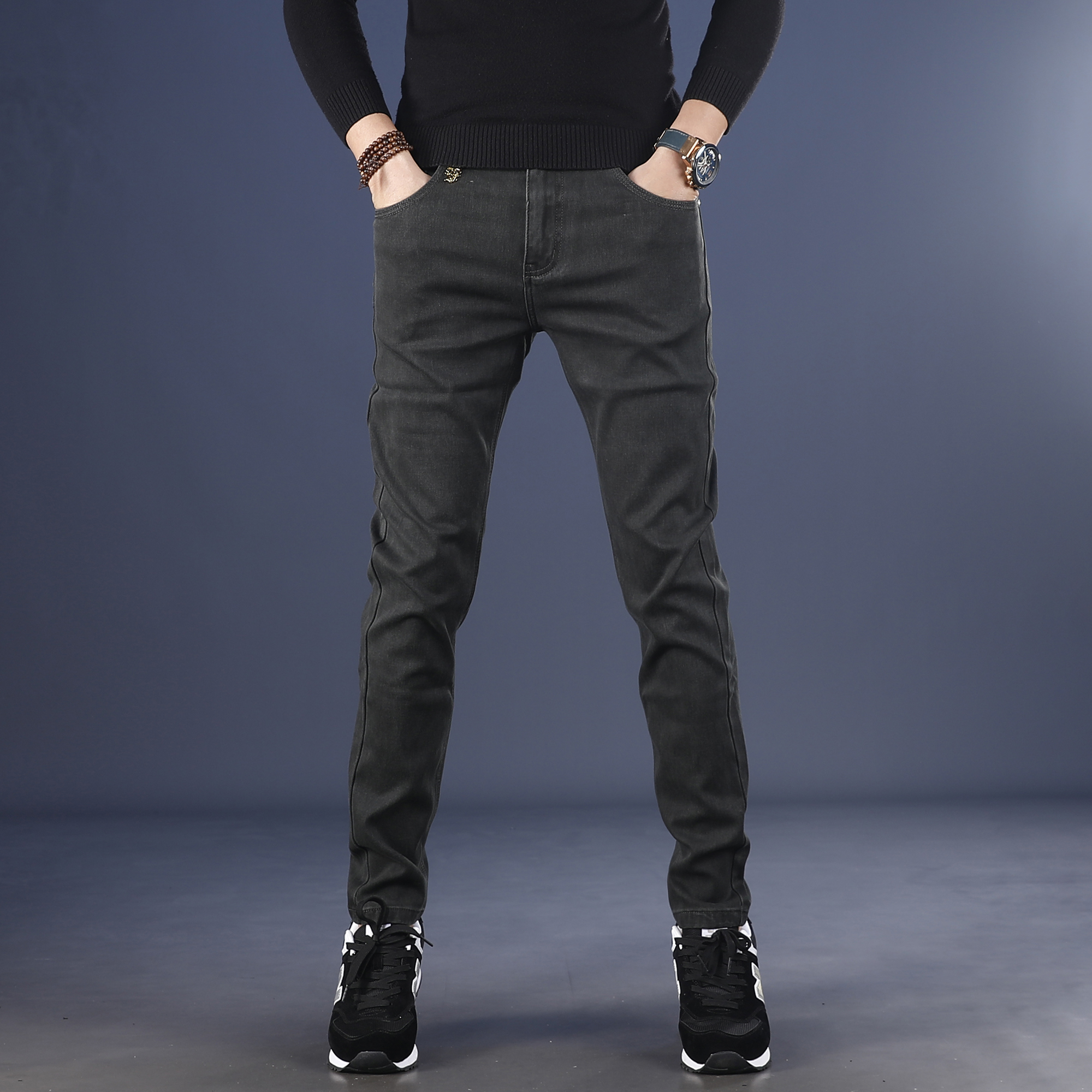 新款休闲牛仔裤男秋冬款修身长裤