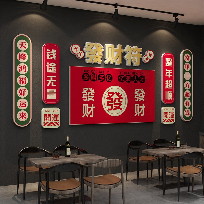 网红拍照区布置国潮打卡工业风酒吧装饰品L场景布置烧烤背景墙贴