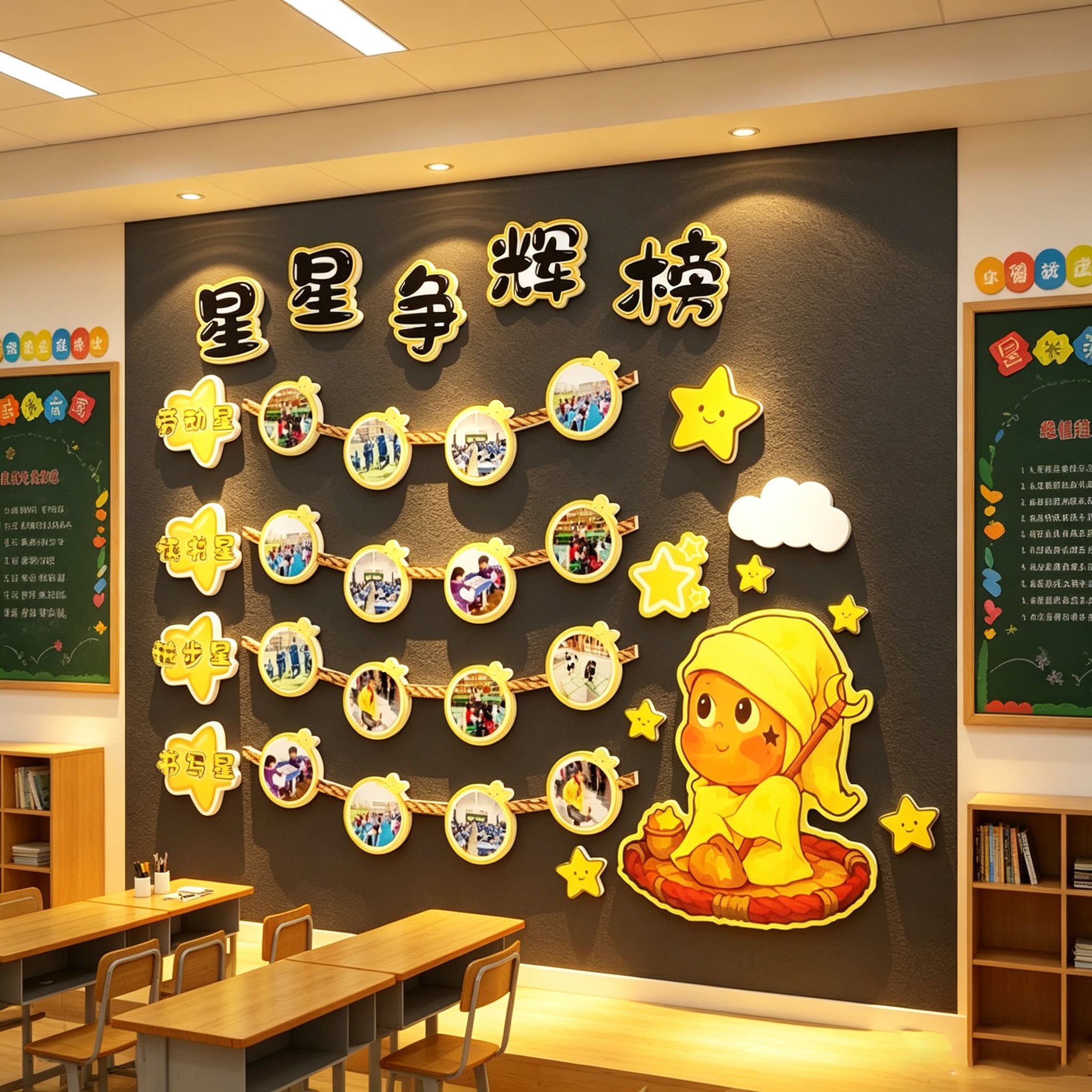 班级之星荣誉墙贴教室黑板报
