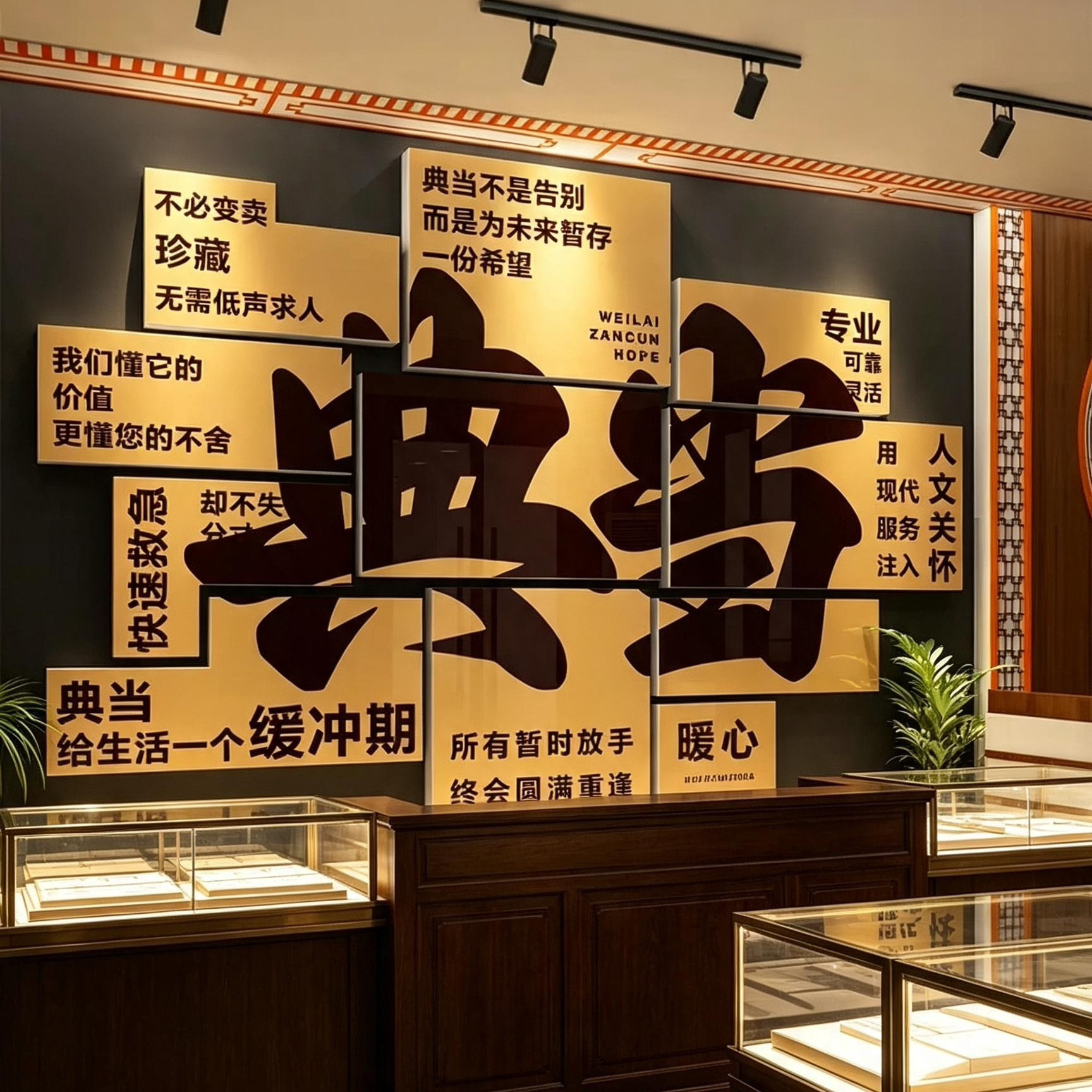 寄卖典当行装饰挂画奢侈品回收黄金首饰古钱币广告贴纸海报背景壁