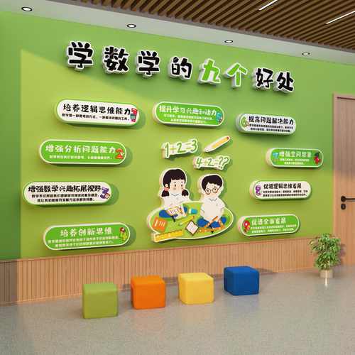 奥数学教室布置装饰文化托管班级思维主题氛围形象墙贴黑板报小学