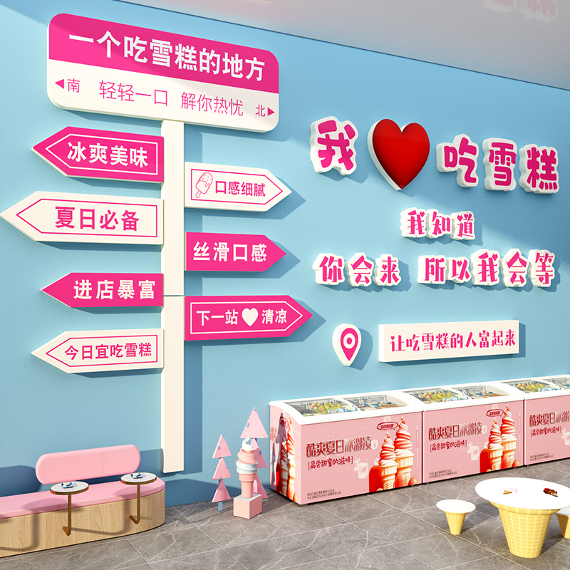 网红雪糕冰淇淋店墙面装饰氛围景墙贴纸挂画摆件创意广告海报零食