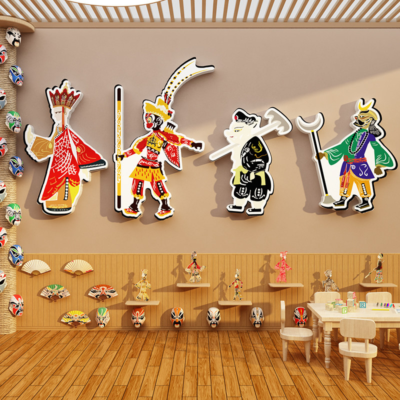 幼儿园墙面装饰环创中国传统非遗文化主题墙成品布置皮影戏西游记