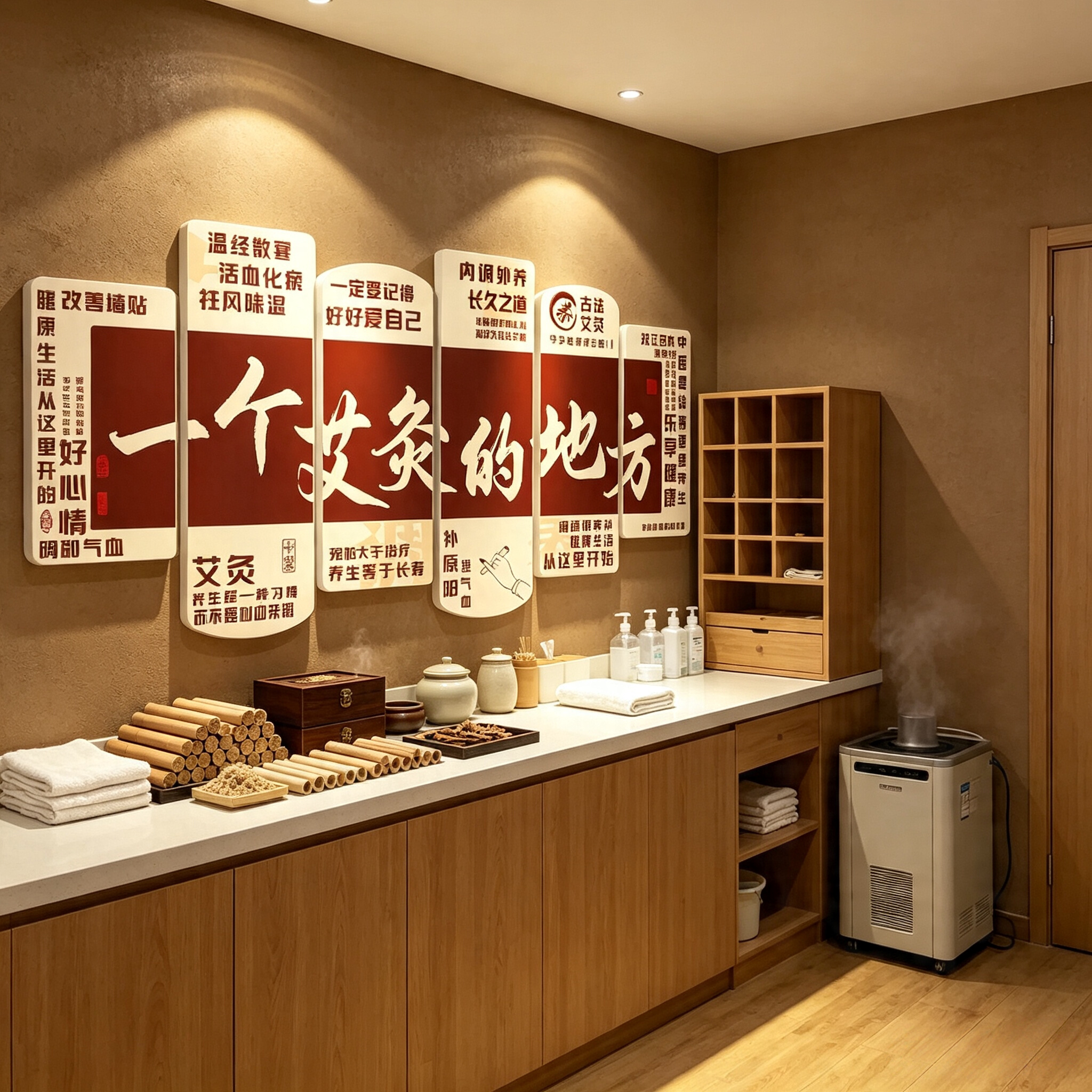 艾灸馆中医养生店文化墙贴