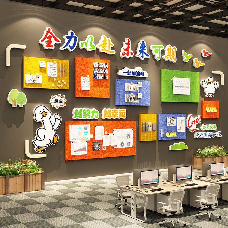 毛毡板企业文化墙贴公司告栏展示办公室氛围布置员工风采照片装饰