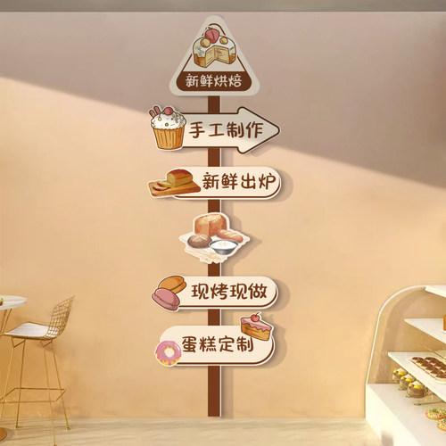 网红蛋糕店墙面装饰烘焙面包甜品氛围背景贴画路牌打卡门口吸引人