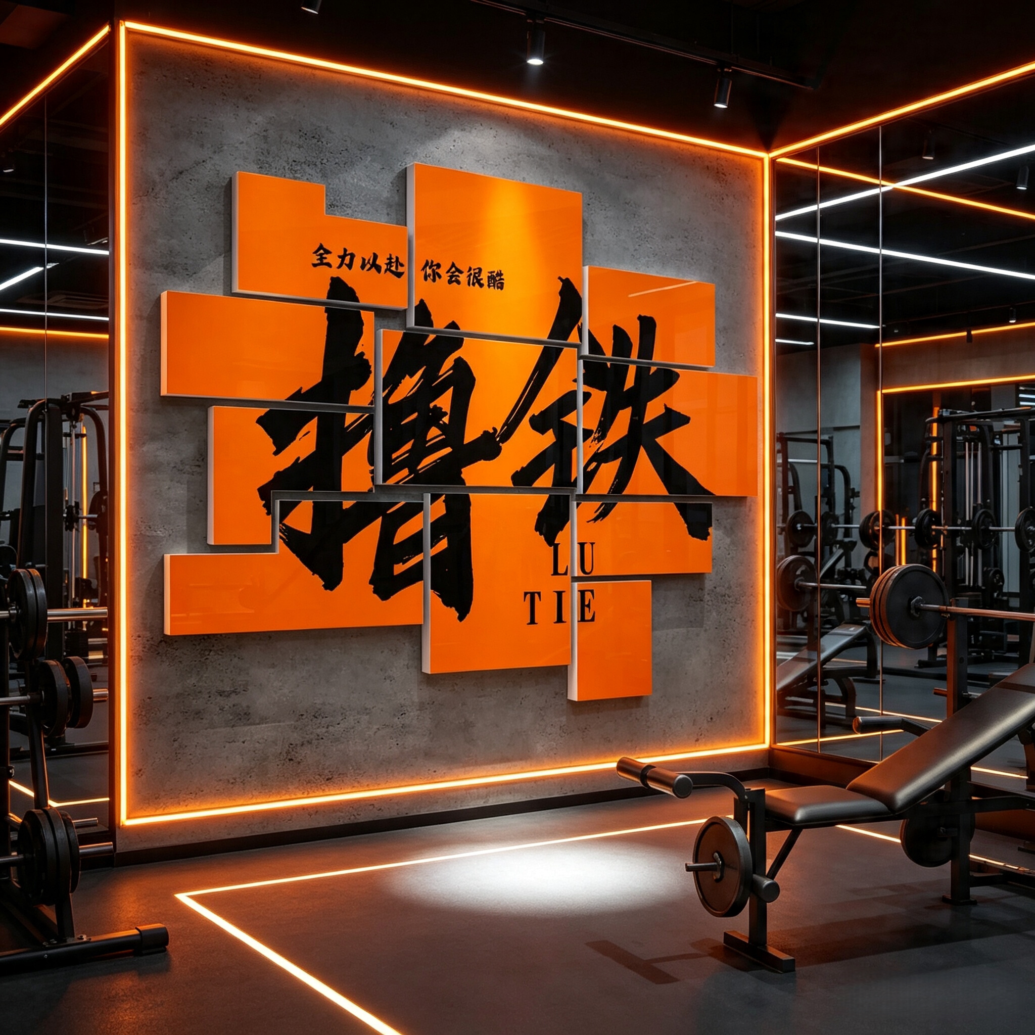 健身房墙面装饰画背景墙贴EMO