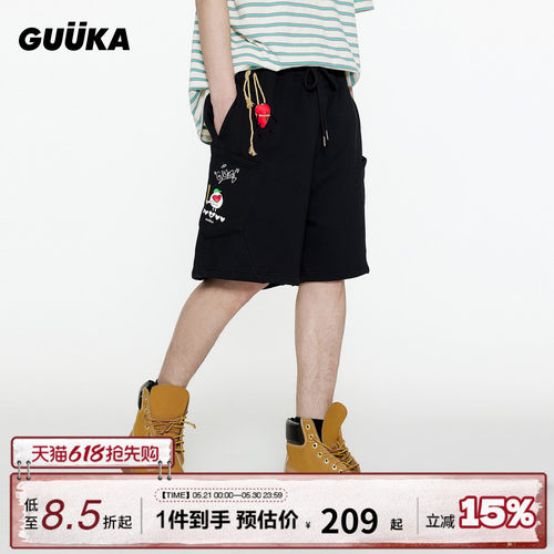 GUUKA夏季毛绒爱心短裤