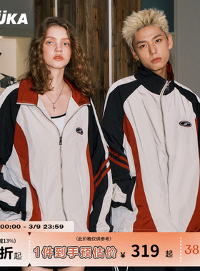 GUUKA罗云熙同款夹克男潮牌机车服 泽西风美式复古运动风外套宽松