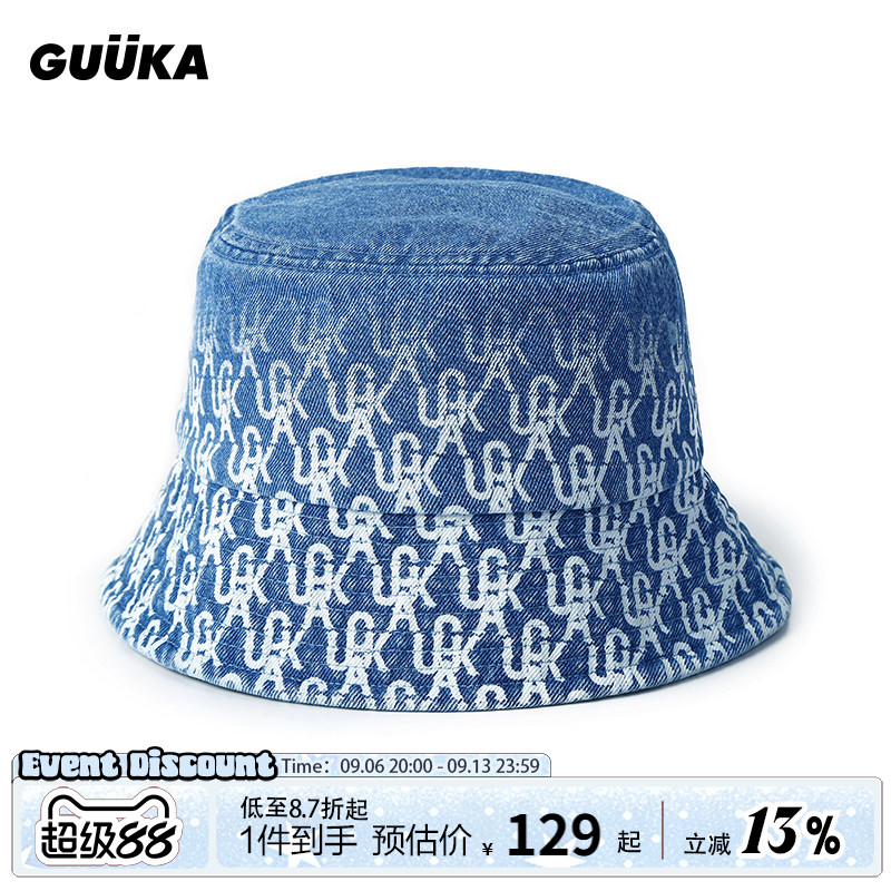 GUUKA渐变满印牛仔渔夫帽图片