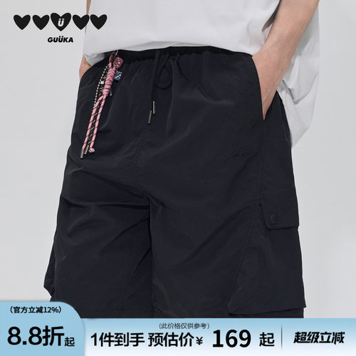 GUUKA黑色工装口袋短裤