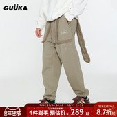 卫裤 宽松堆堆裤 男束脚裤 GUUKA毛绒兔耳朵冬季 子女潮 加绒长裤 新款