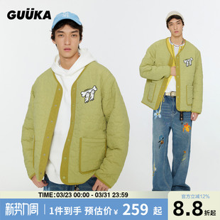 田嘉瑞同款 保暖棉衣 GUUKA&matsui联名小狗刺绣内胆棉服外套男冬季