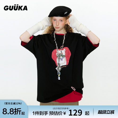 GUUKA夏季落肩短袖T恤