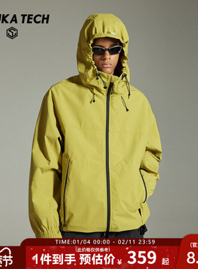 GUUKA TECH机能风户外硬壳冲锋夹克男防泼水连帽外套徒步登山风衣