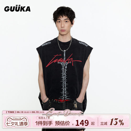 GUUKA黑色美式长剑背心