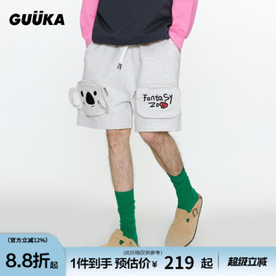 纯棉中裤 男 代王直播间 字母刺绣五分裤 GUUKA潮牌立体考拉短裤