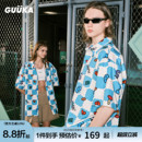 沙滩凉感衬衣宽松 GUUKA&Agaho联名夏威夷短袖 花衬衫 男 王博文同款