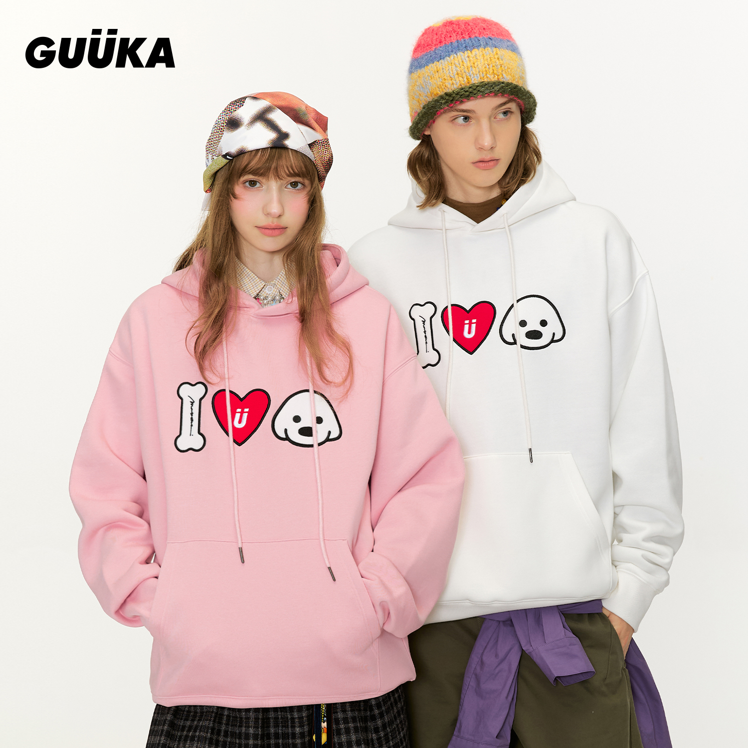 GUUKA联名小狗连帽卫衣