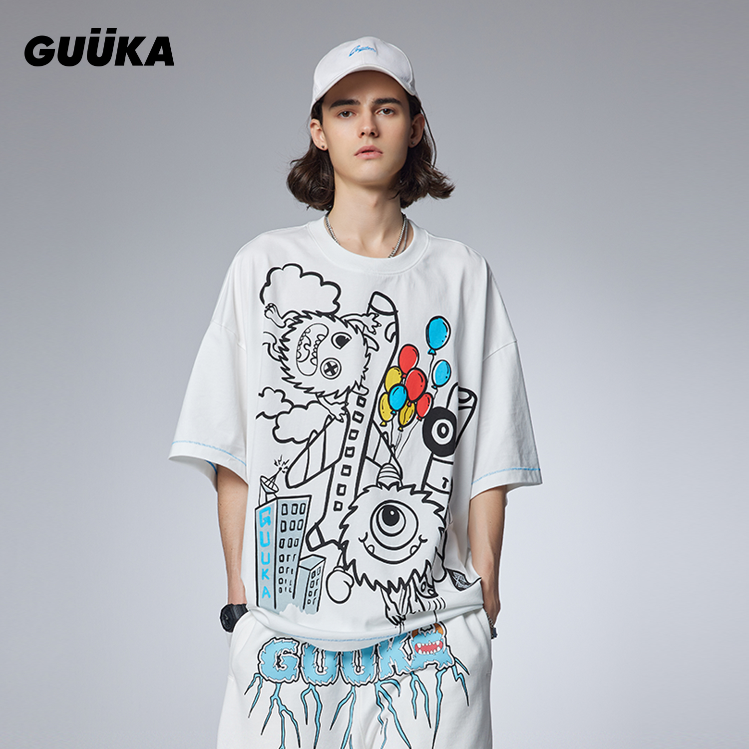 GUUKA小怪兽涂鸦短袖T恤