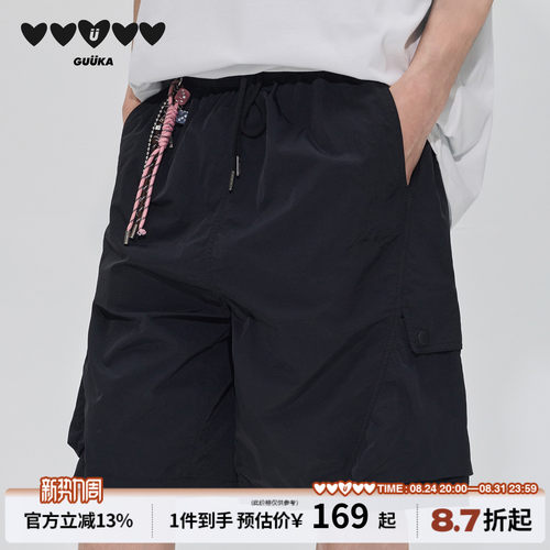 GUUKA黑色工装口袋短裤