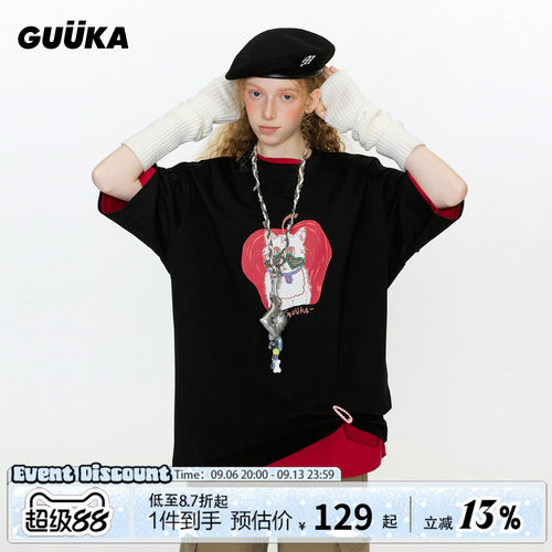 GUUKA夏季落肩短袖T恤