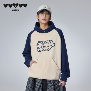 【好物体验专享】勿拍!GUUKA&原田治联名卫衣美式插肩袖撞色拼接