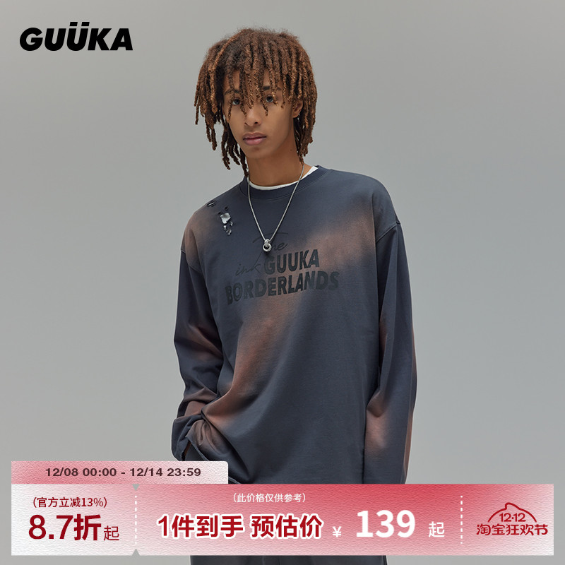 GUUKA废土风慵懒长袖T恤