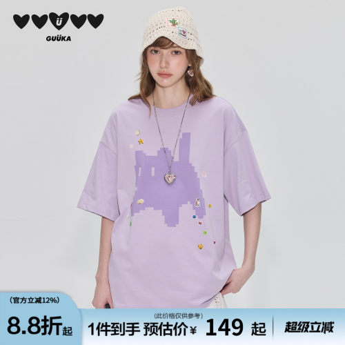 GUUKA像素风猫咪短袖T恤