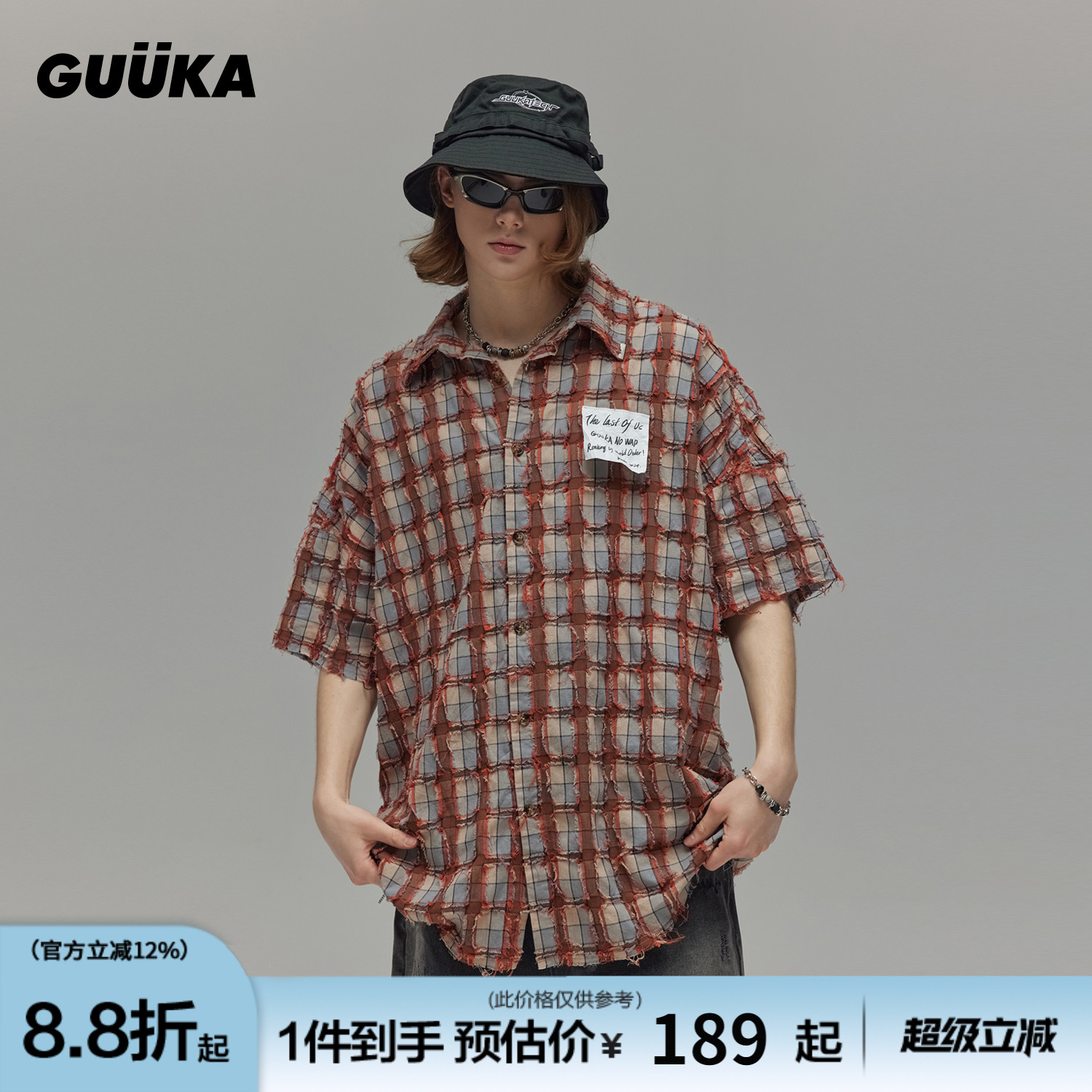 GUUKA个性格纹短袖衬衫