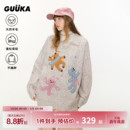 加厚刺绣毛衣绵羊毛衫 女冬季 GUUKA潮牌星星纽扣V领针织衫 明星同款