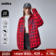 红色格子衬衫 轻薄羽绒服女冬季 新款 GUUKA美式 潮 加厚衬衣外套宽松