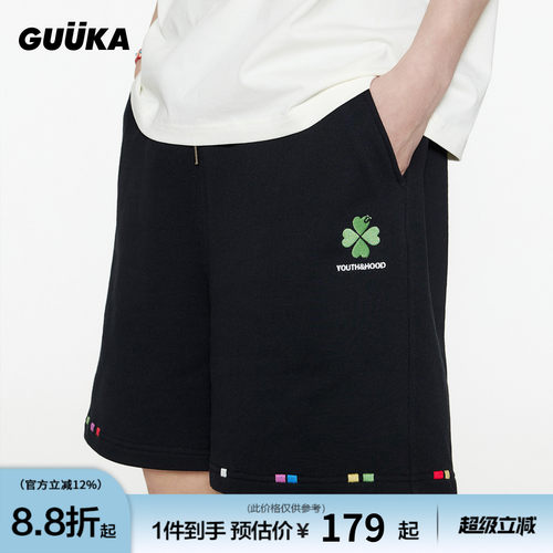GUUKA爱心幸运四叶草短裤