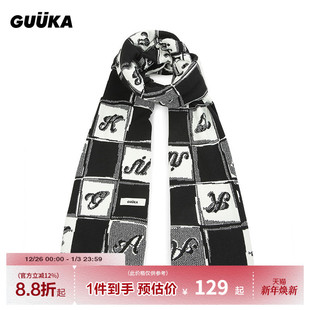 GUUKA潮牌棋盘格双面提花围巾女冬新款 百搭保暖围脖披肩 情侣时尚