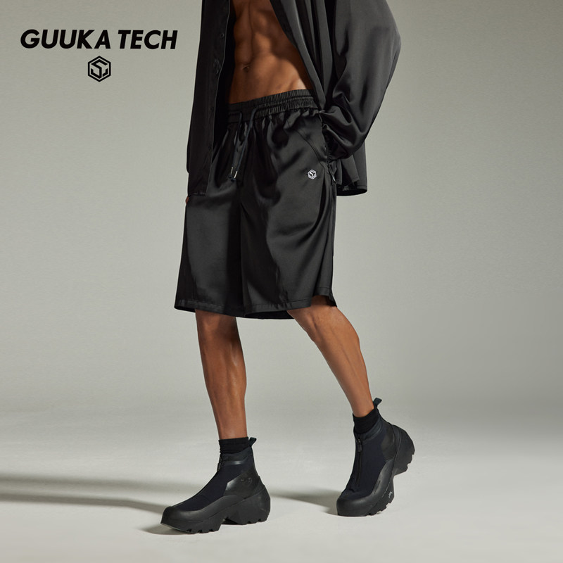 GUUKA TECH潮牌黑色凉感夏季短裤男款UPF50+垂感防晒五分裤子宽松,男装,短裤,淘宝优惠券,粉丝福利购,淘宝优惠卷